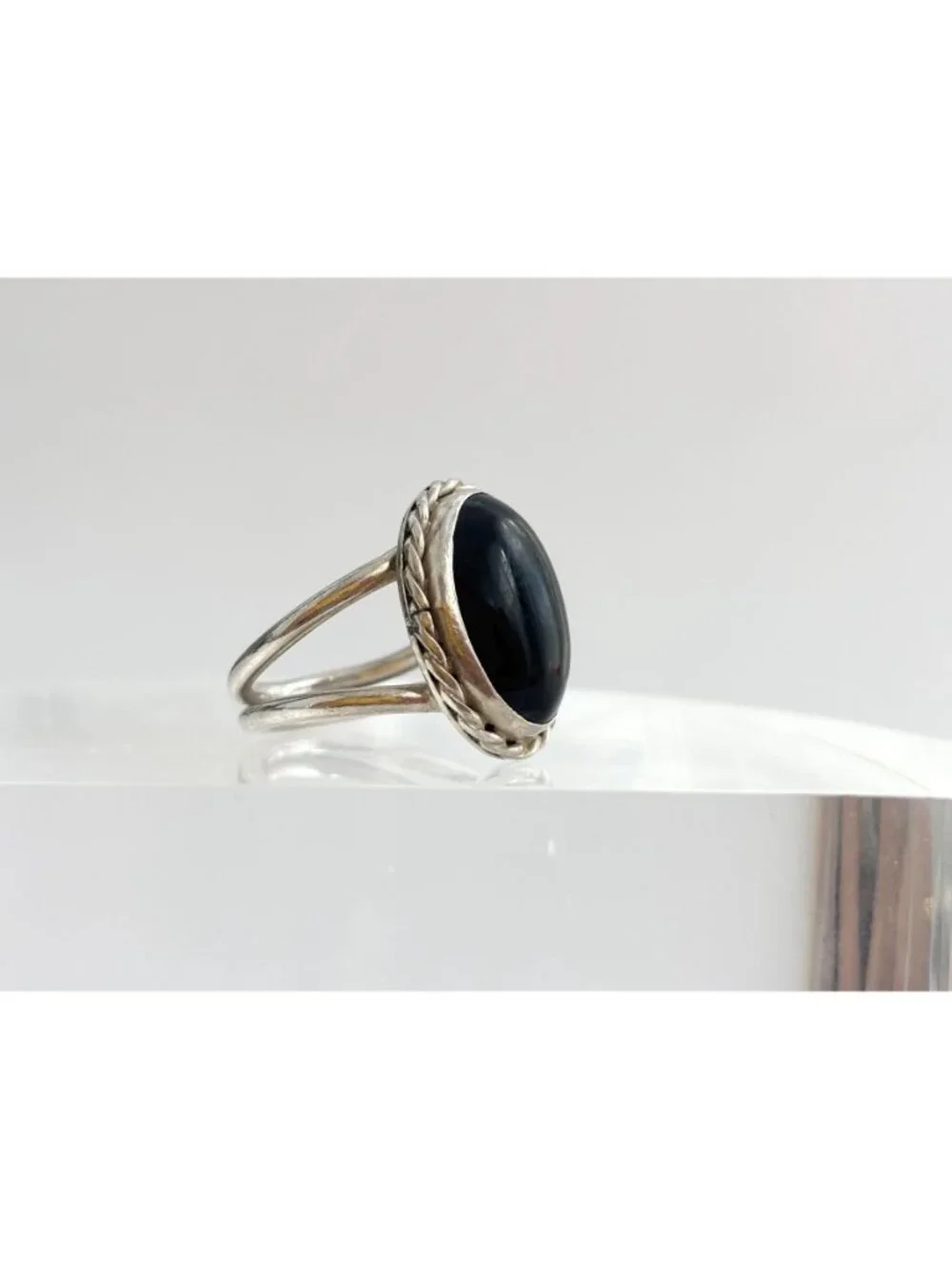 Black Onyx Southwest Style Sterling Silver 925 Vintage Ring - sz 7.5